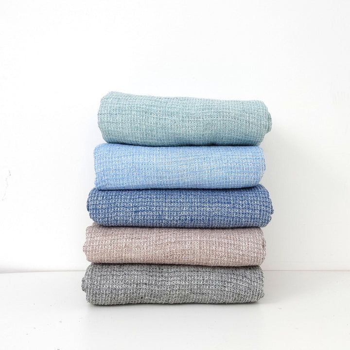 Cloud 9 100% Linen Waffle Tweed Fabric 7876 7877 7878 7879 7880 - The Linen Lab - Blue(Light)