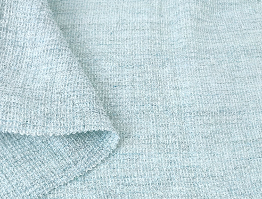 Cloud 9 100% Linen Waffle Tweed Fabric 7876 7877 7878 7879 7880 - The Linen Lab - Green