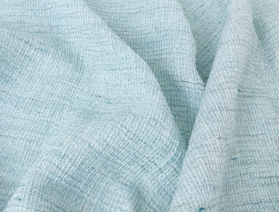 Cloud 9 100% Linen Waffle Tweed Fabric 7876 7877 7878 7879 7880 - The Linen Lab - Green