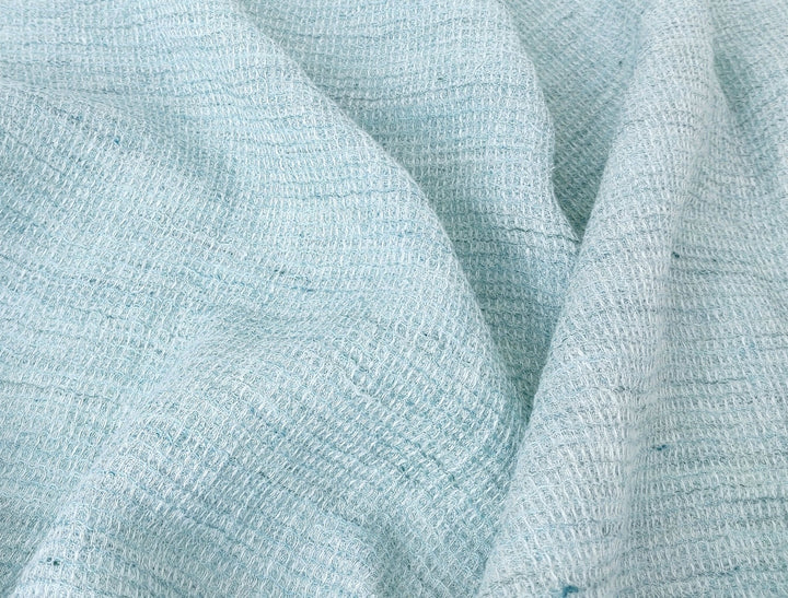 Cloud 9 100% Linen Waffle Tweed Fabric 7876 7877 7878 7879 7880 - The Linen Lab - Green