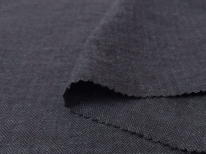 HBT Linen Ramie Cotton Blend Fabric: Yarn Dyed Chambray, Medium Weight 7837 7838 7840 - The Linen Lab - Gray(Dark)