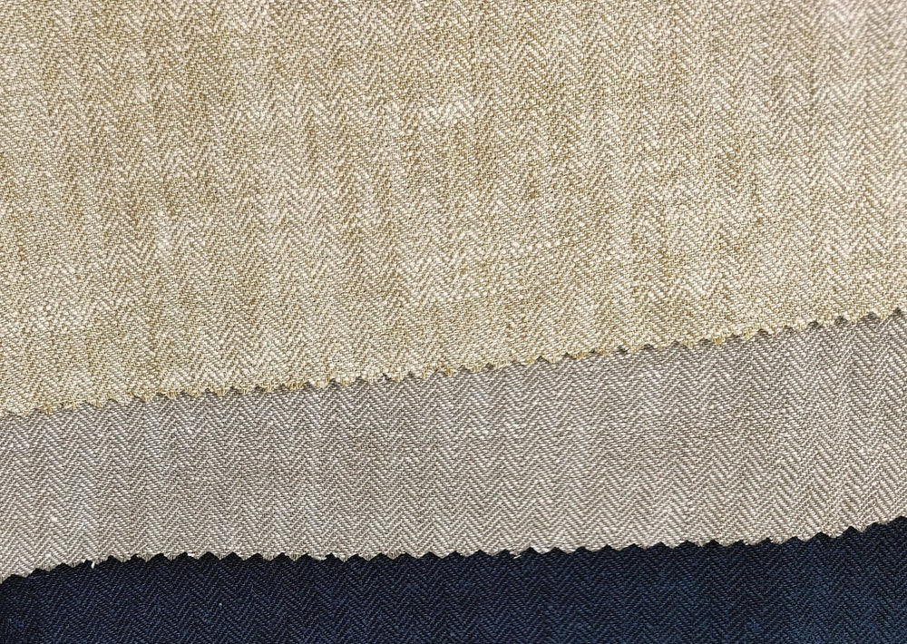 HBT Linen Ramie Cotton Blend Fabric: Yarn Dyed Chambray, Medium Weight 7837 7838 7840 - The Linen Lab - Gray(Dark)