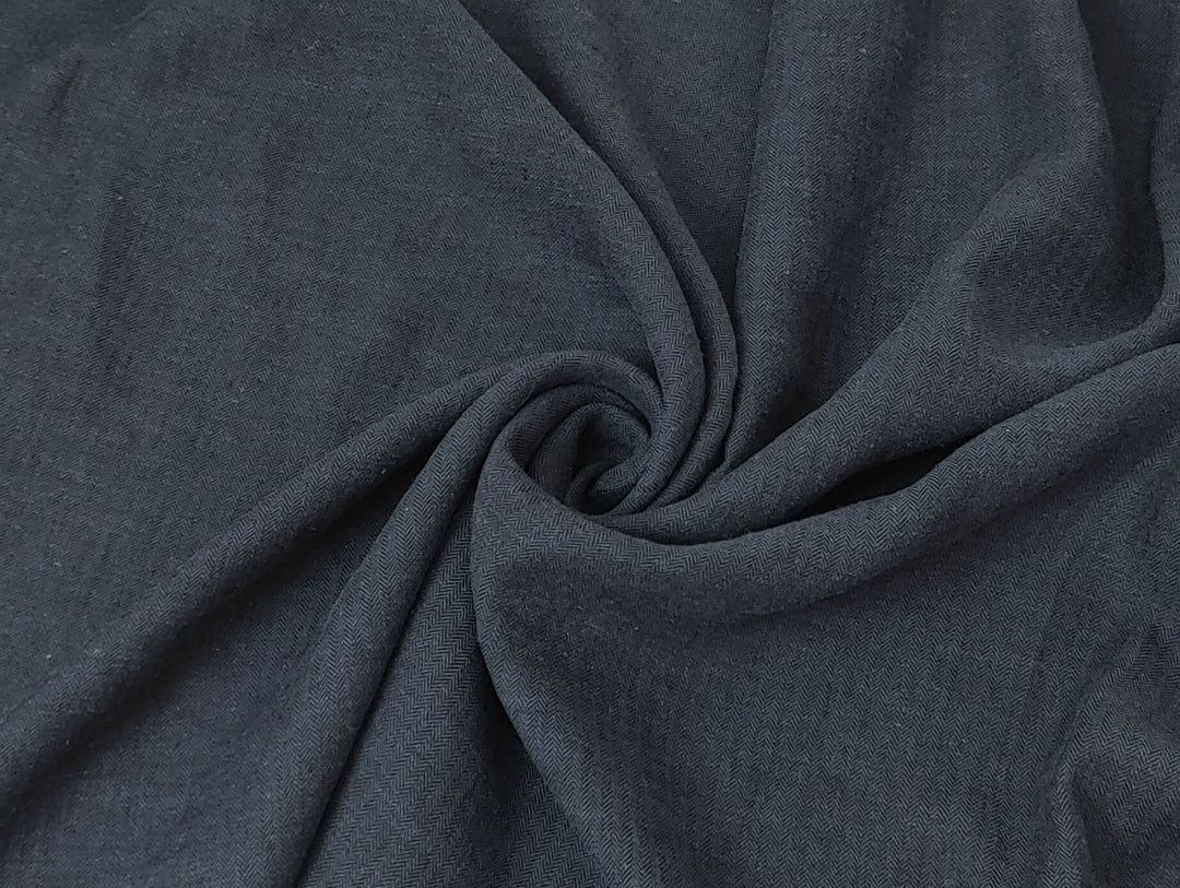 HBT Linen Ramie Cotton Blend Fabric: Yarn Dyed Chambray, Medium Weight 7837 7838 7840 - The Linen Lab - Gray(Dark)