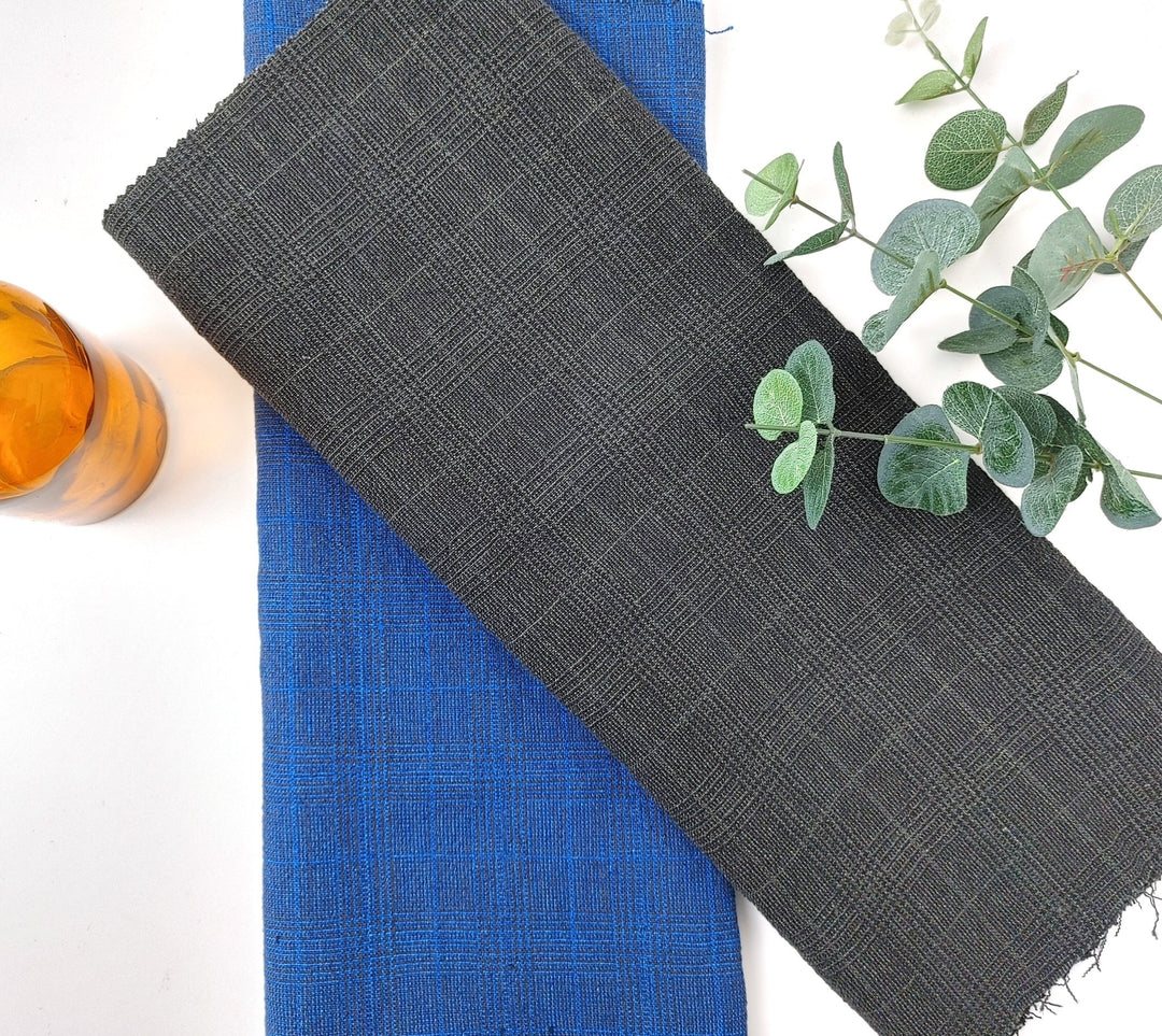 Linen Cotton Glen Plaid Fabric: Heavyweight Elegance for Crafting and Home Décor 7582 7583 - The Linen Lab - Grey