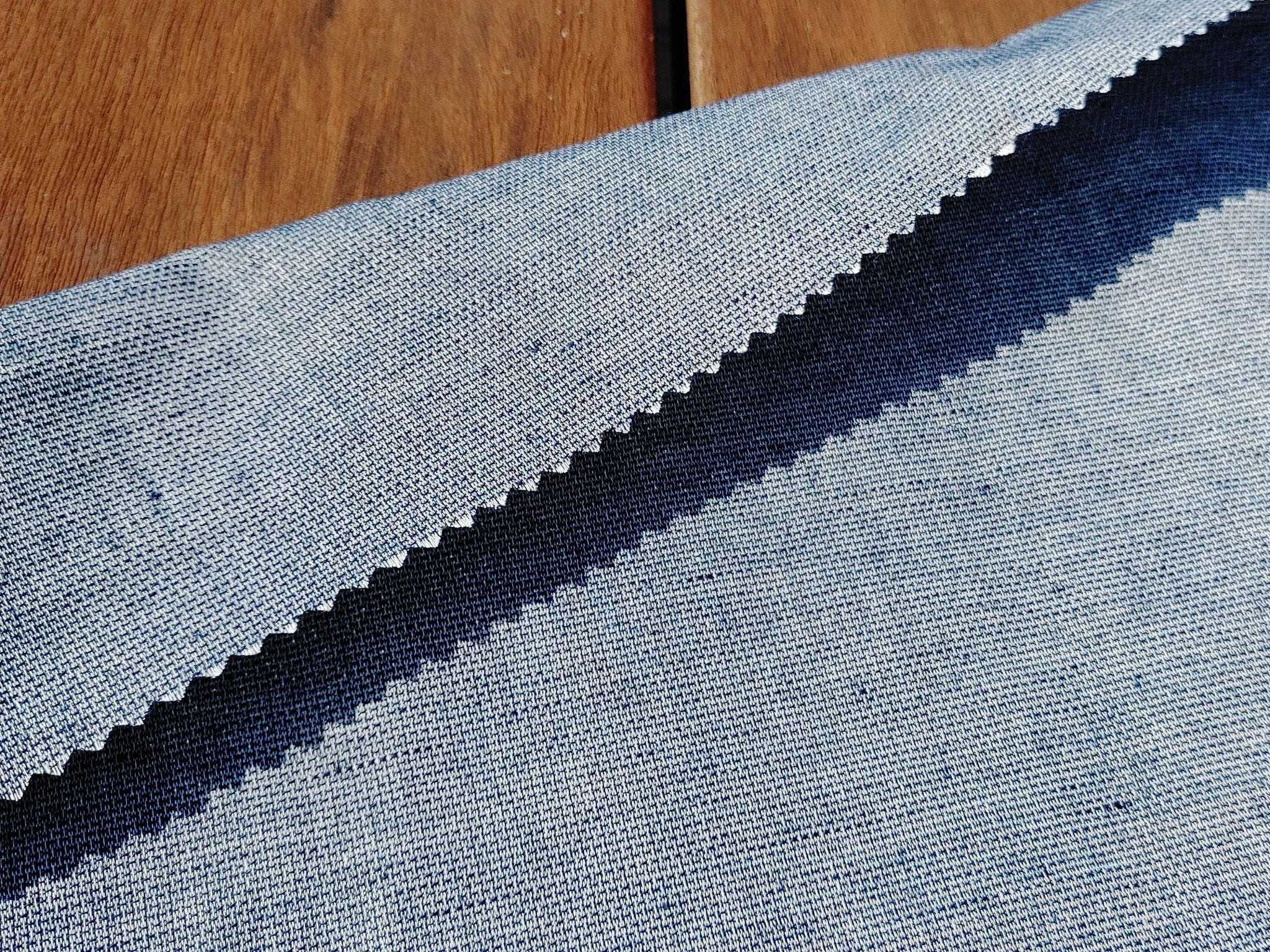 Linen Cotton Polyester Fabric: Navy Chambray Dobby Weave, Light Weight 6299 - The Linen Lab - Navy