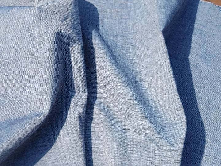 Linen Cotton Polyester Fabric: Navy Chambray Dobby Weave, Light Weight 6299 - The Linen Lab - Navy