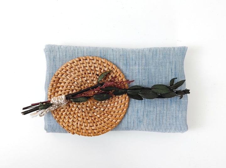 Linen Thin Stripe Fabric 6404 7647 6882 6883 - The Linen Lab - Blue