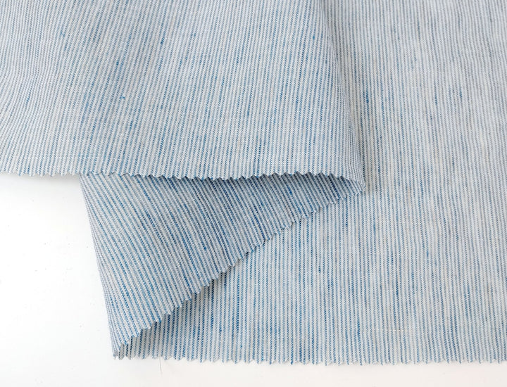 Linen Thin Stripe Fabric 6404 7647 6882 6883 - The Linen Lab - Blue