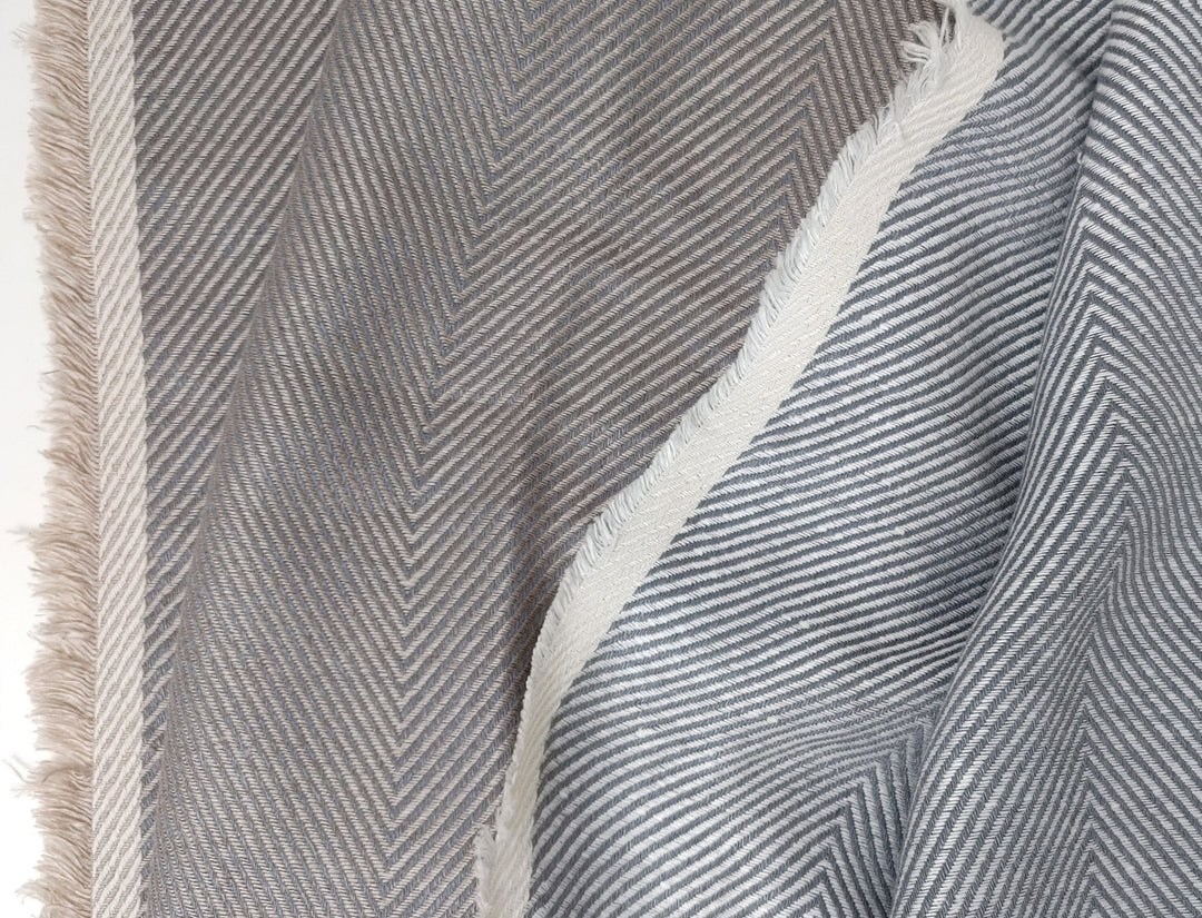 Luxurious Linen-Rayon HBT Fabric: Big Size with Two-Tone Chambray Design 6062 6063 - The Linen Lab - Beige