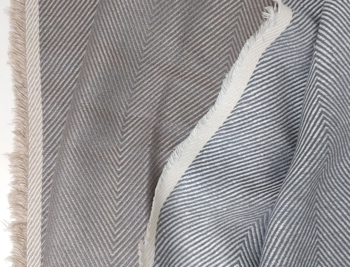 Luxurious Linen-Rayon HBT Fabric: Big Size with Two-Tone Chambray Design 6062 6063 - The Linen Lab - Beige