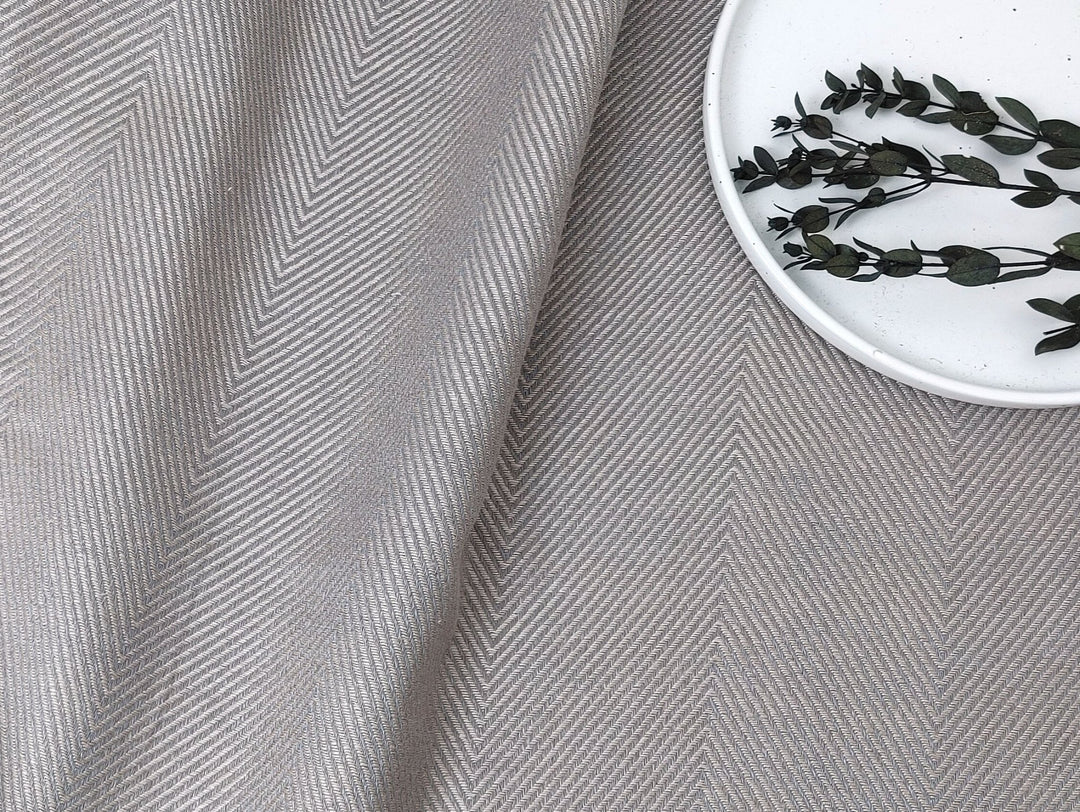 Luxurious Linen-Rayon HBT Fabric: Big Size with Two-Tone Chambray Design 6062 6063 - The Linen Lab - Beige