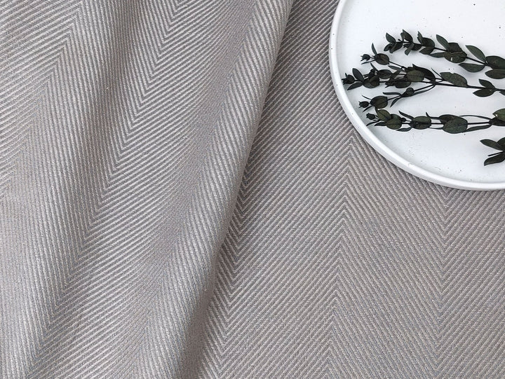 Luxurious Linen-Rayon HBT Fabric: Big Size with Two-Tone Chambray Design 6062 6063 - The Linen Lab - Beige