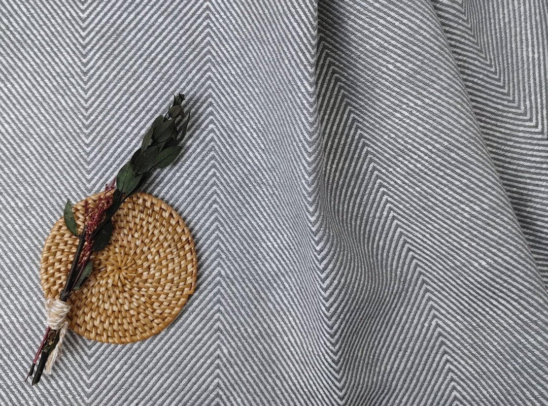 Luxurious Linen-Rayon HBT Fabric: Big Size with Two-Tone Chambray Design 6062 6063 - The Linen Lab - Gray(Light)