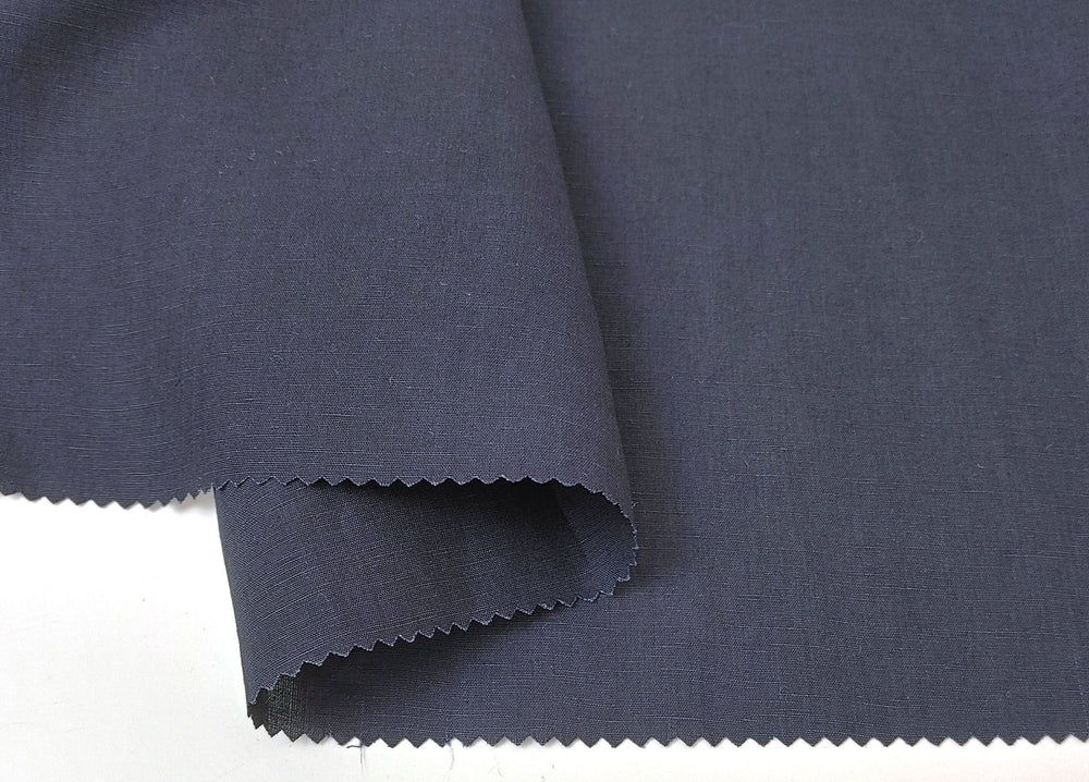 Plain Weave Linen Tencel Navy Fabric - Light to Medium Weight 4481 - The Linen Lab - Navy