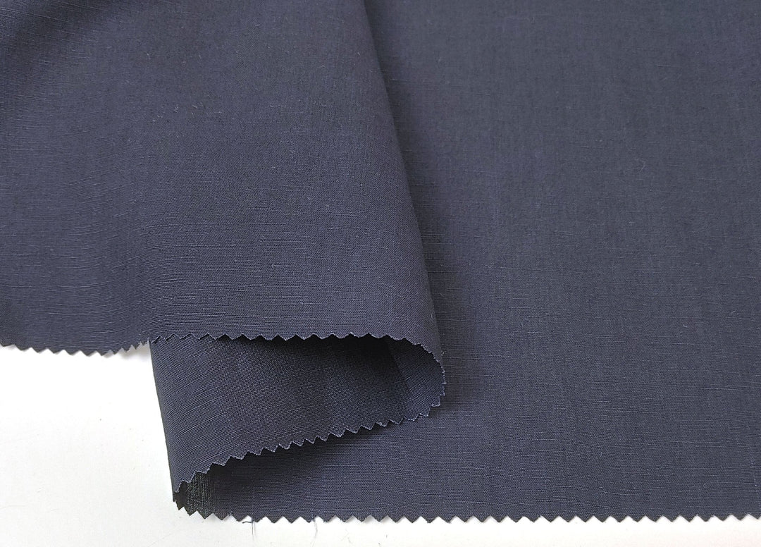 Plain Weave Linen Tencel Navy Fabric - Light to Medium Weight 4481 - The Linen Lab - Navy