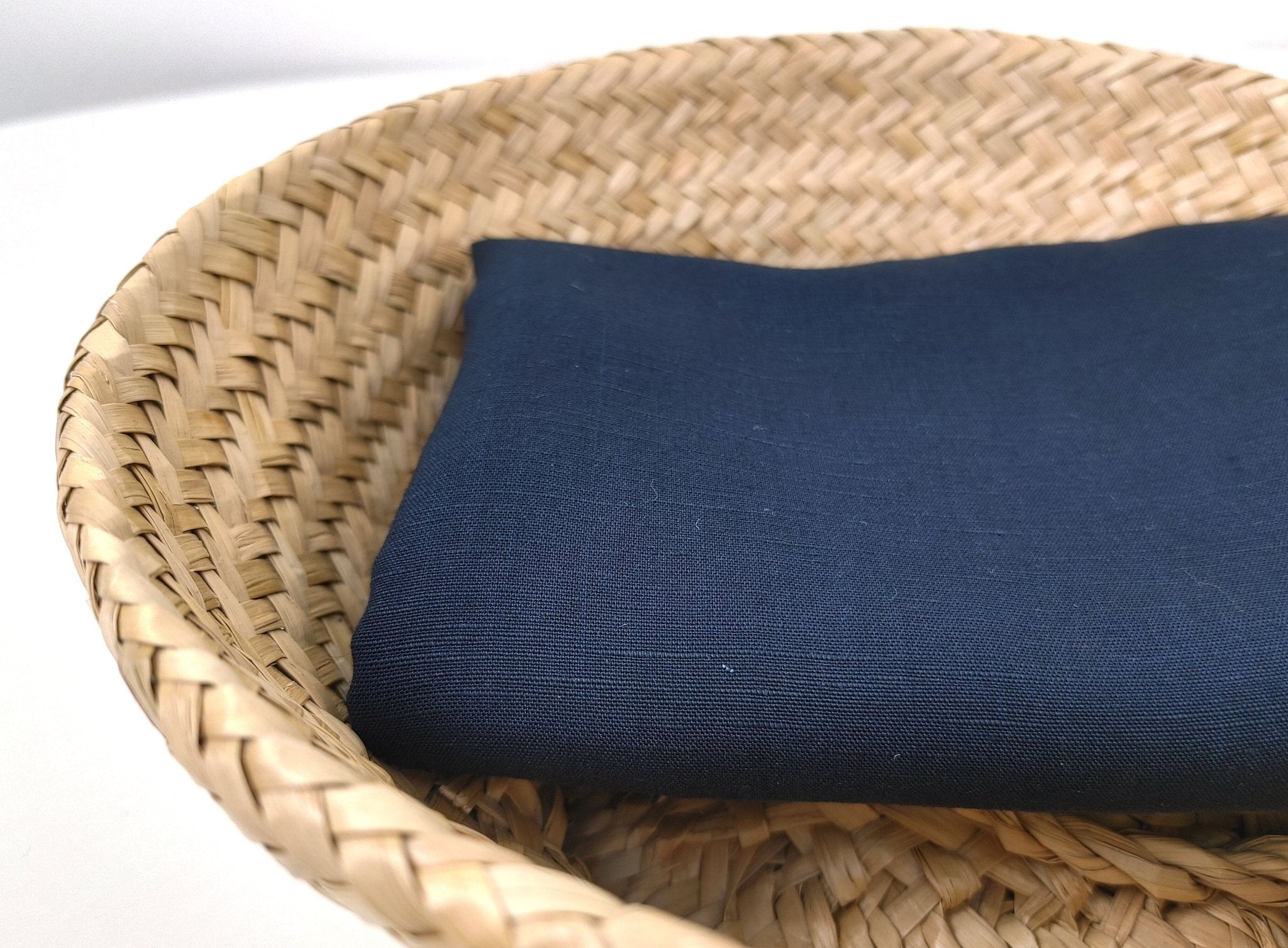 Plain Weave Linen Tencel Navy Fabric - Light to Medium Weight 4481 - The Linen Lab - Navy