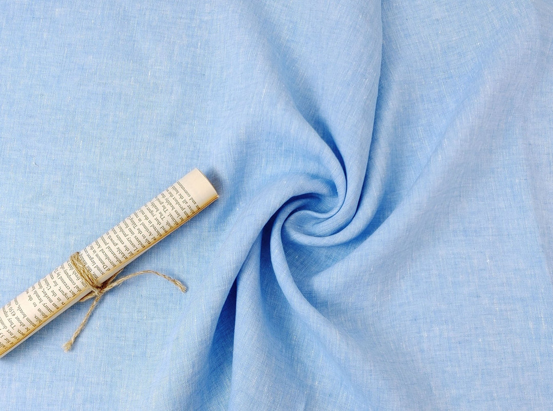 Premium 100% Linen Chambray Fabric - Medium-Light Weight, Plain Weave 7800 7801 - The Linen Lab - Blue