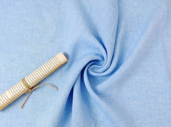 Premium 100% Linen Chambray Fabric - Medium-Light Weight, Plain Weave 7800 7801 - The Linen Lab - Blue