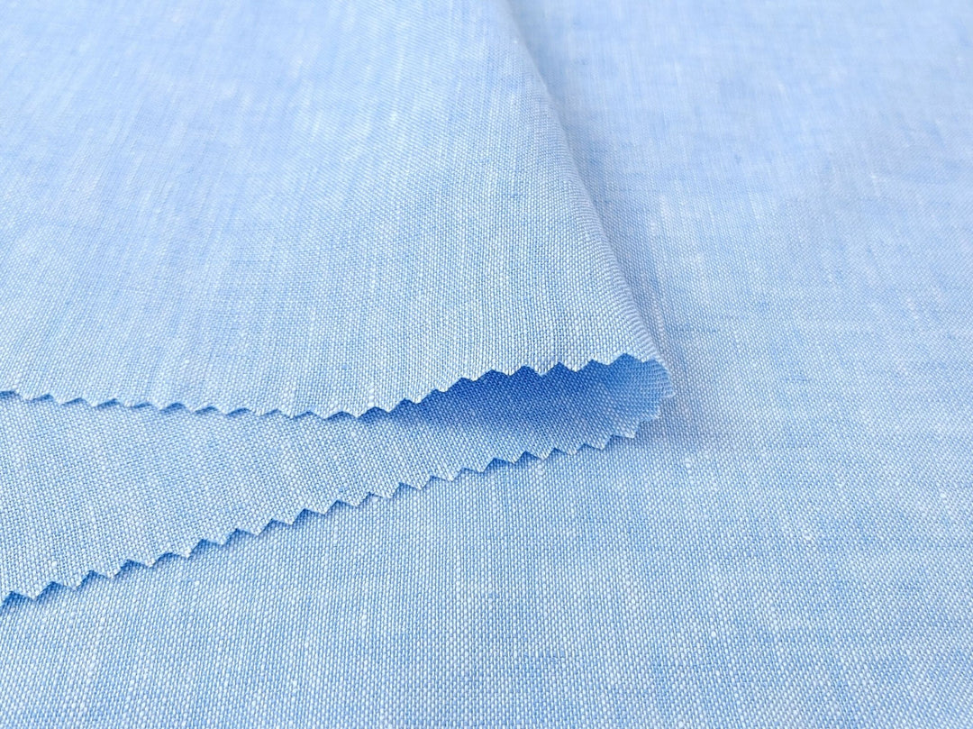 Premium 100% Linen Chambray Fabric - Medium-Light Weight, Plain Weave 7800 7801 - The Linen Lab - Blue