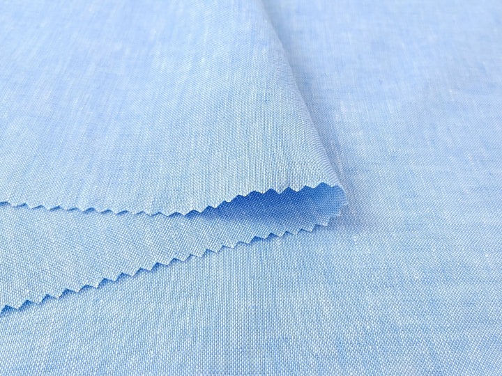Premium 100% Linen Chambray Fabric - Medium-Light Weight, Plain Weave 7800 7801 - The Linen Lab - Blue