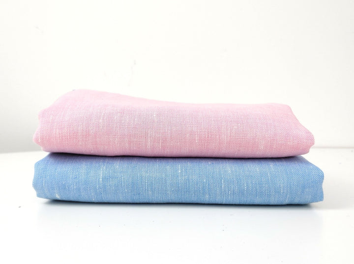 Premium 100% Linen Chambray Fabric - Medium-Light Weight, Plain Weave 7800 7801 - The Linen Lab - Pink