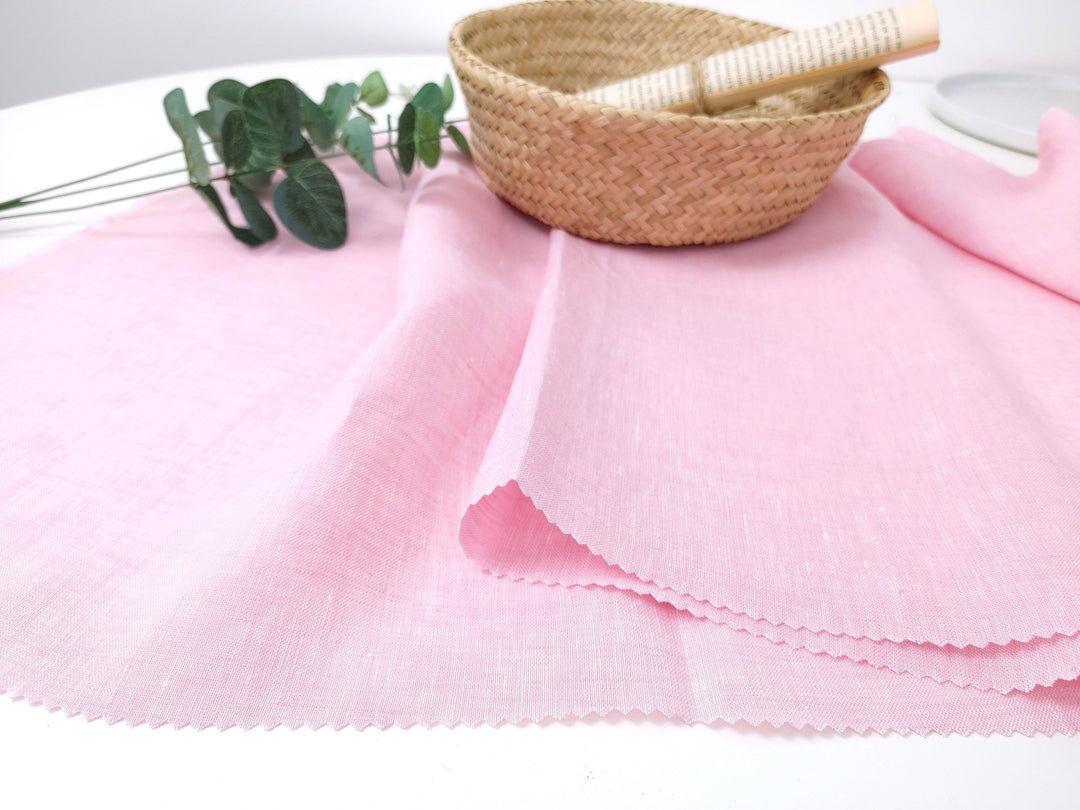Premium 100% Linen Chambray Fabric - Medium-Light Weight, Plain Weave 7800 7801 - The Linen Lab - Pink