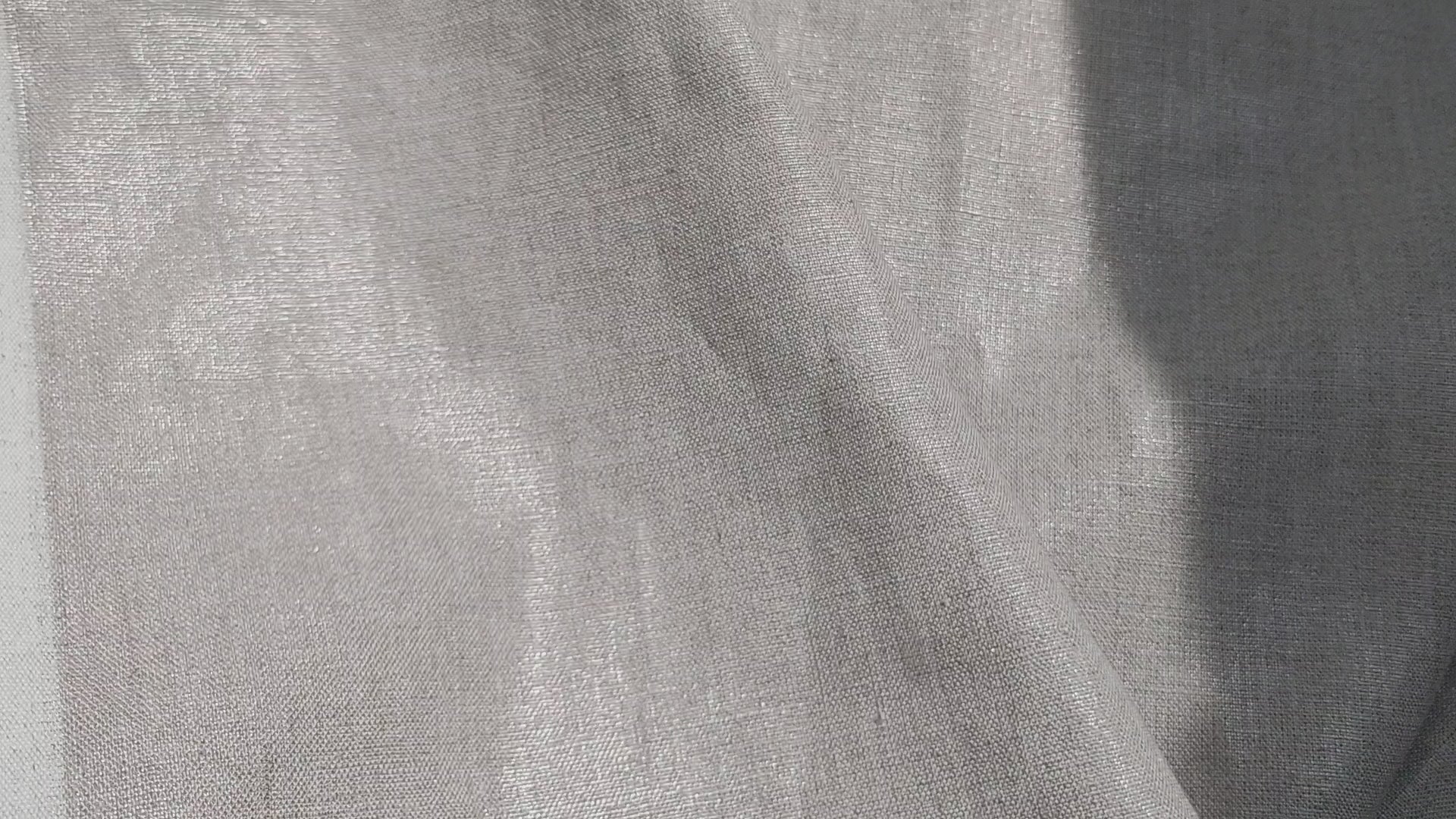 100% Linen Natural Color Fabric with Silver Foil Print 3492