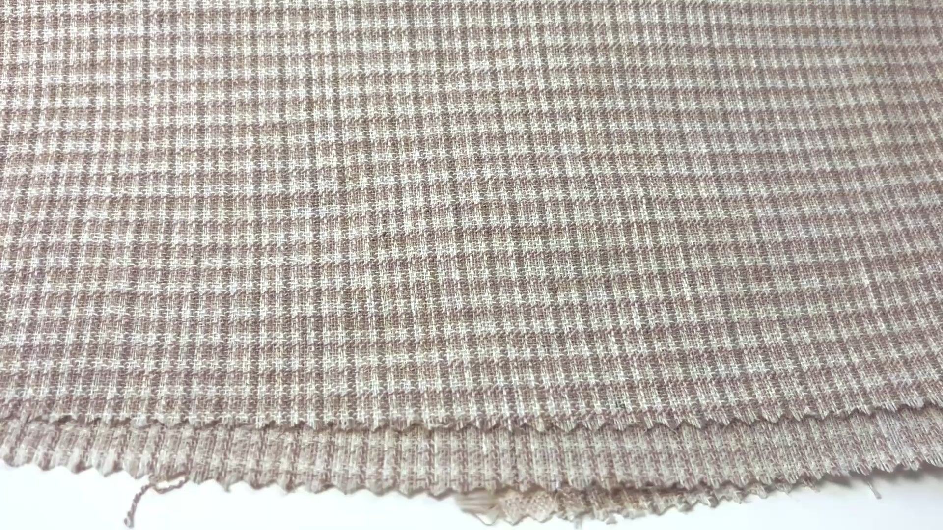 Beige Linen Cotton Nylon Spandex Fabric with Unique Dobby Weave - Soft and Elastic 8012