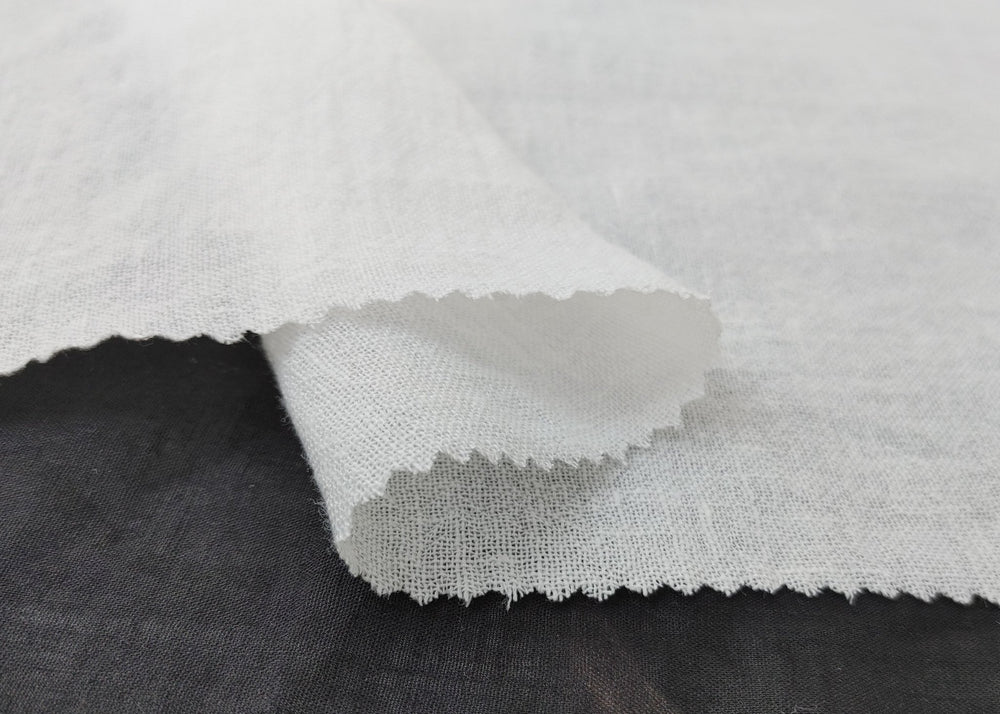 Pure Linen Slight Wrinkle - Effect Fabric - High - Twist Yarn, Low Density 6554 - The Linen Lab - White
