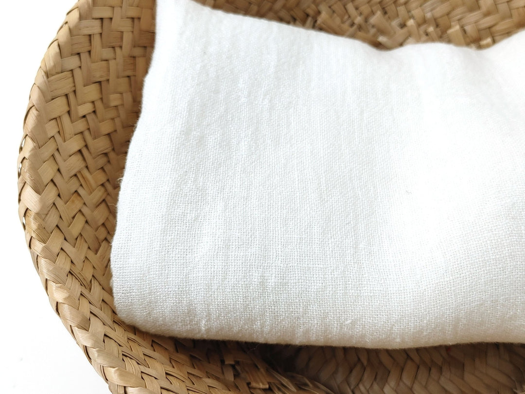 Pure Linen Slight Wrinkle - Effect Fabric - High - Twist Yarn, Low Density 6554 - The Linen Lab - White
