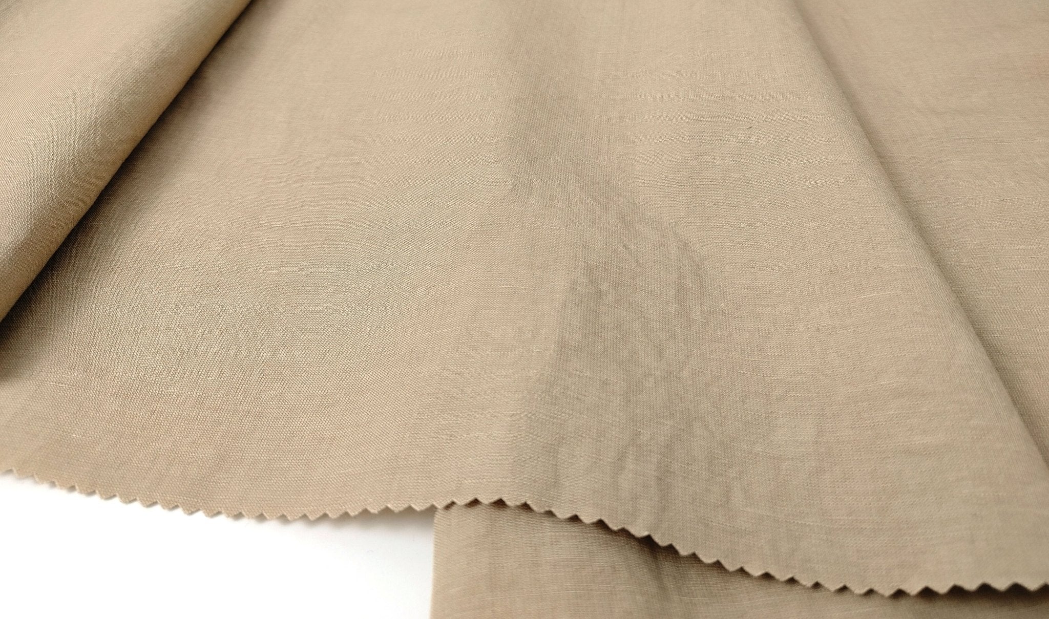 Soft Beige Linen Blend: Dobby Weave with Warp Span Stretch Fabric 7787 - The Linen Lab - Beige