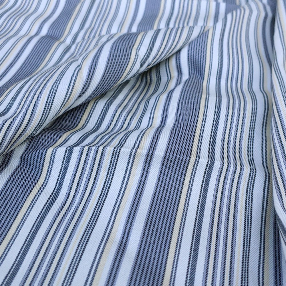 100% Cotton Fabric Double Face Stripe and Chambray Medium Weight - The Linen Lab - Grey