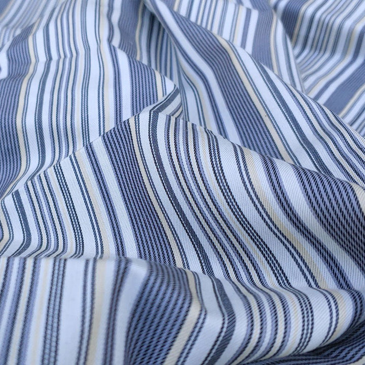 100% Cotton Fabric Double Face Stripe and Chambray Medium Weight - The Linen Lab - Grey