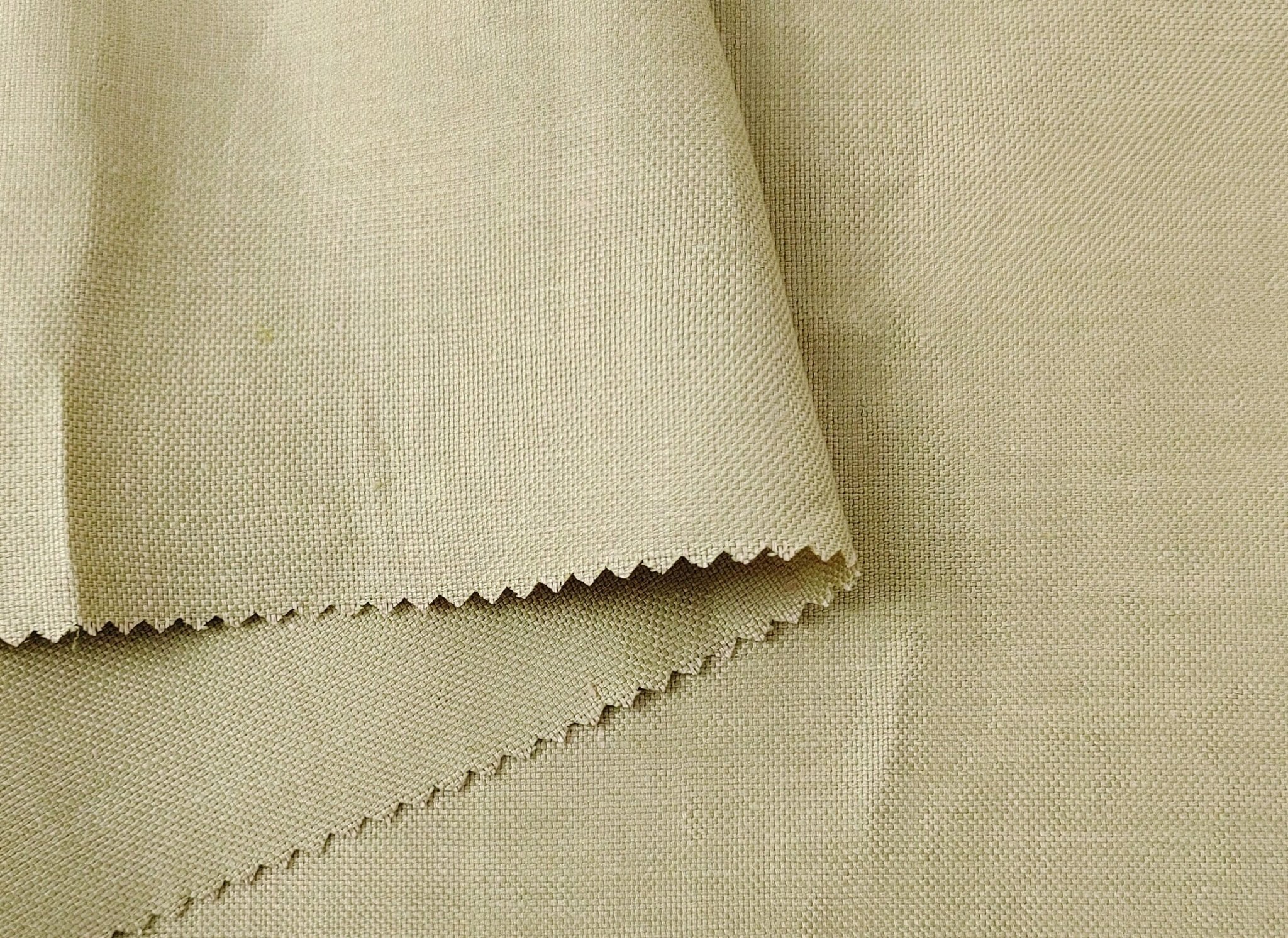 100% Linen Canvas Chambray Fabric 3455 1702 - The Linen Lab - Beige (greenish)