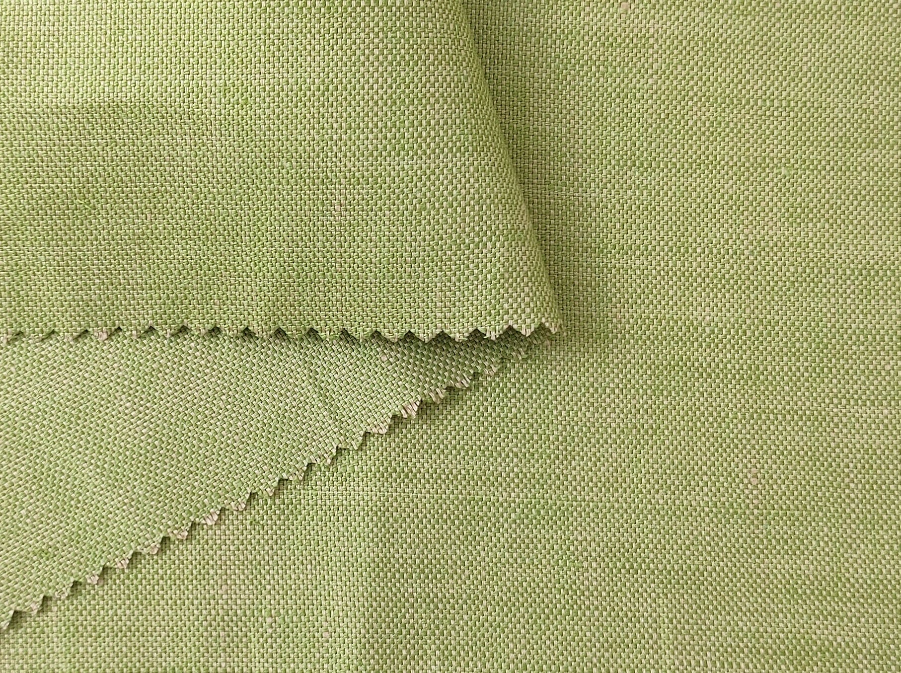 100% Linen Canvas Chambray Fabric 3455 1702 - The Linen Lab - Green