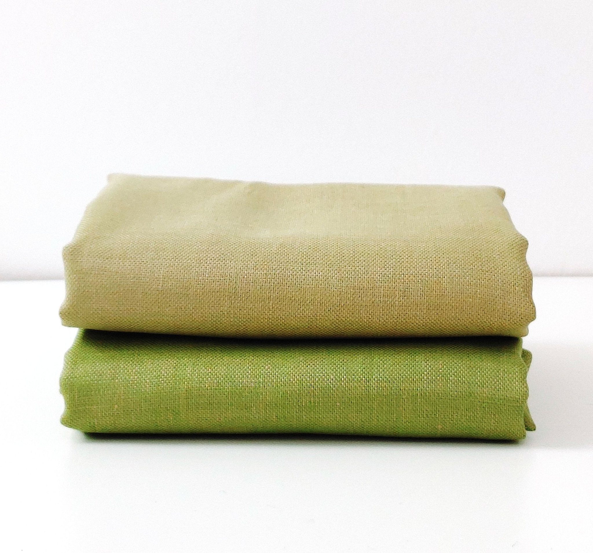100% Linen Canvas Chambray Fabric 3455 1702 - The Linen Lab - Green