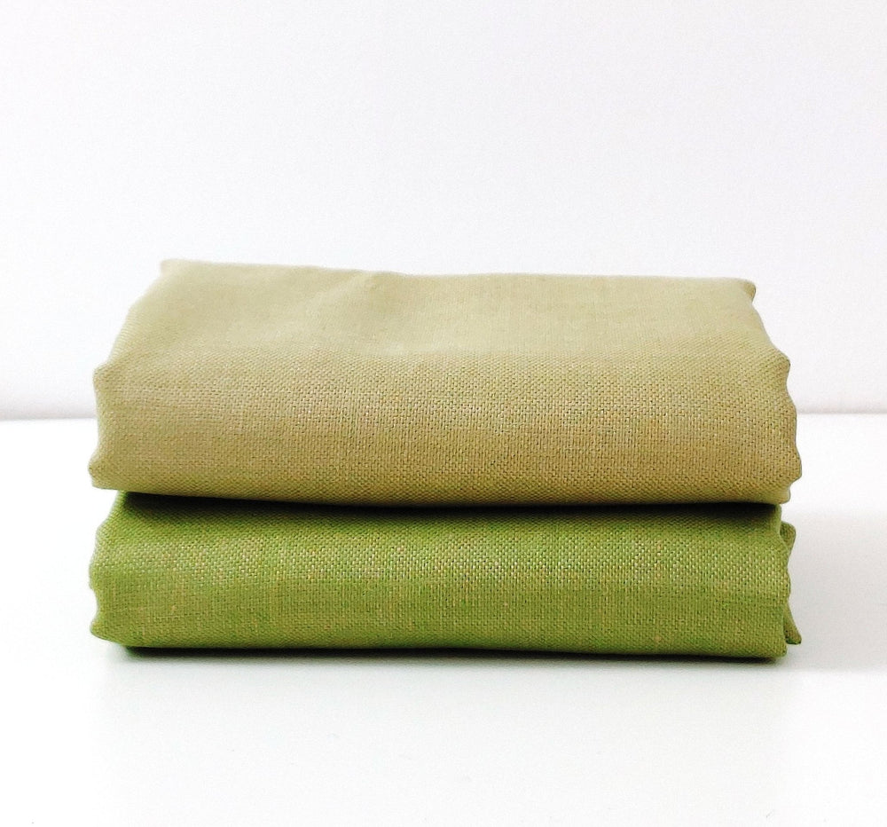 100% Linen Canvas Chambray Fabric 3455 1702 - The Linen Lab - Green