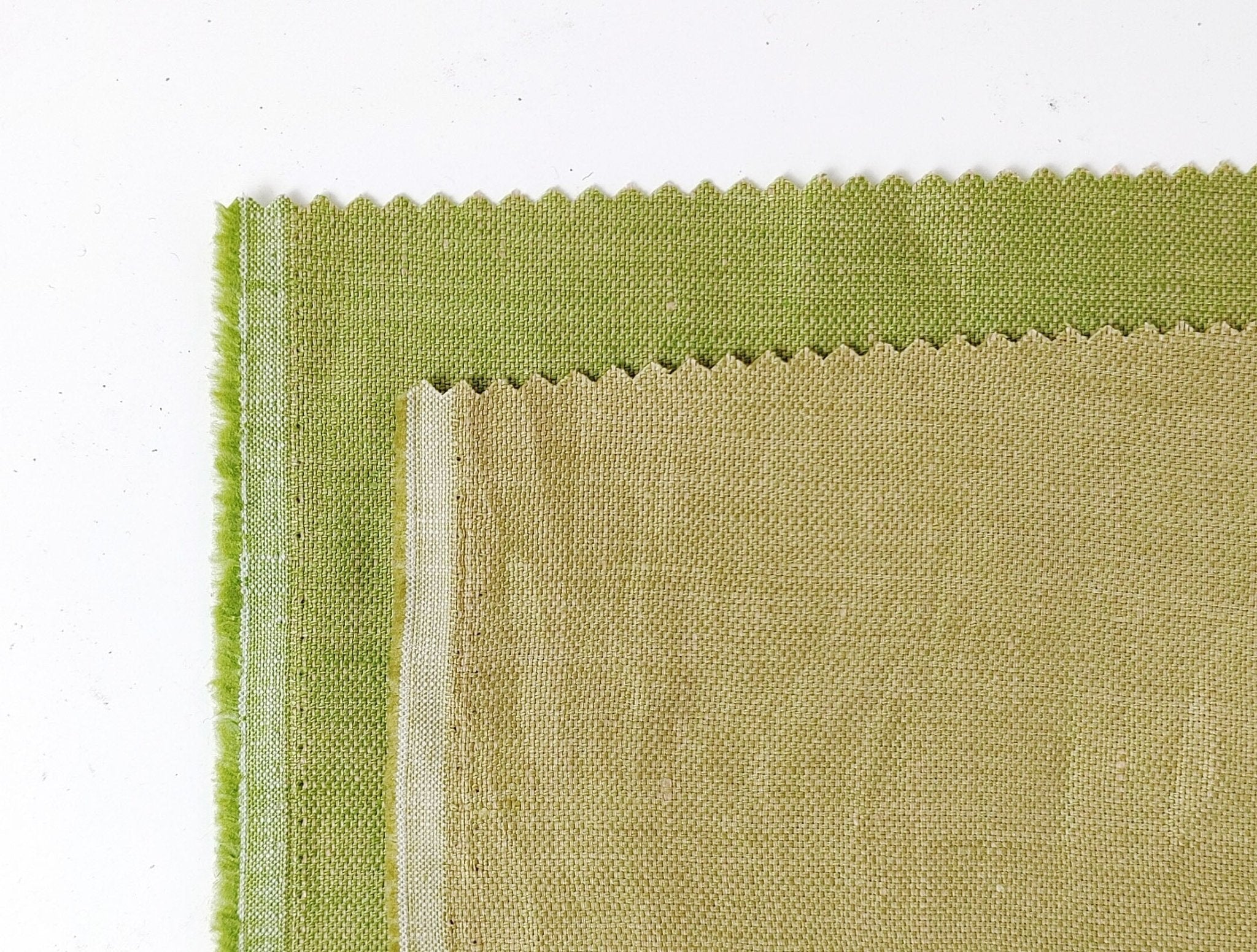 100% Linen Canvas Chambray Fabric 3455 1702 - The Linen Lab - Green