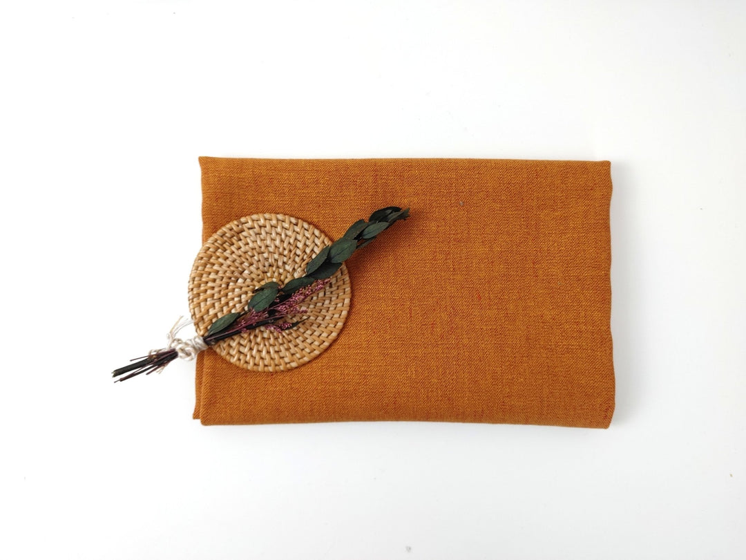 100% Linen Chambray Fabric in Heavyweight Orange Hue 7849 - The Linen Lab - Orange