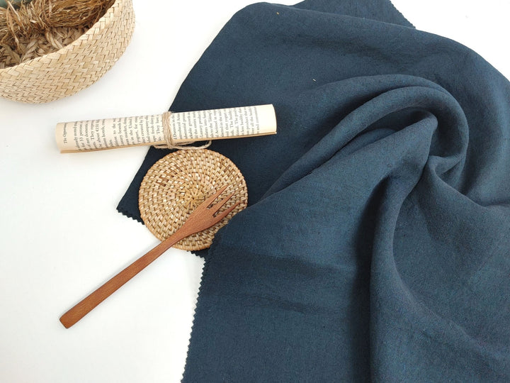 100% Linen Chambray Fabric, Light~Medium Weight, 2024 New Colorways 7823 7824 7778 7822 7662 - The Linen Lab - Green(Dark)