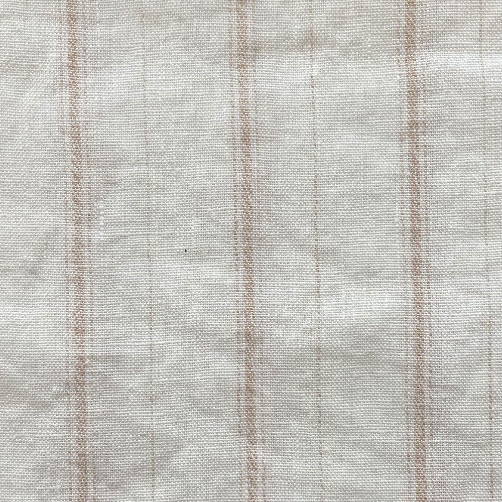 100% Linen Dobby Stripe Fabric 14s 40lea (6525 6526) - The Linen Lab - 6526 beige