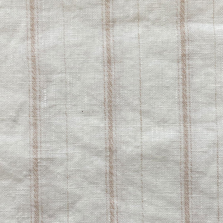 100% Linen Dobby Stripe Fabric 14s 40lea (6525 6526) - The Linen Lab - 6526 beige