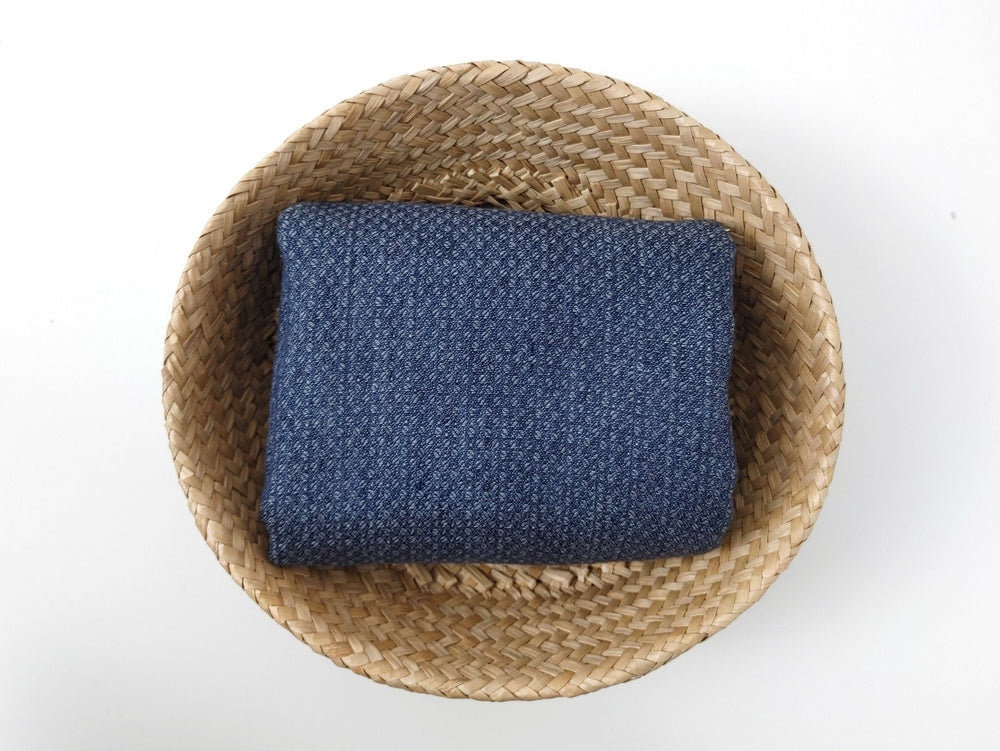 100% Linen Double Face Heavyweight Fabric with Coffee Bean Shape 3996 - The Linen Lab - Navy