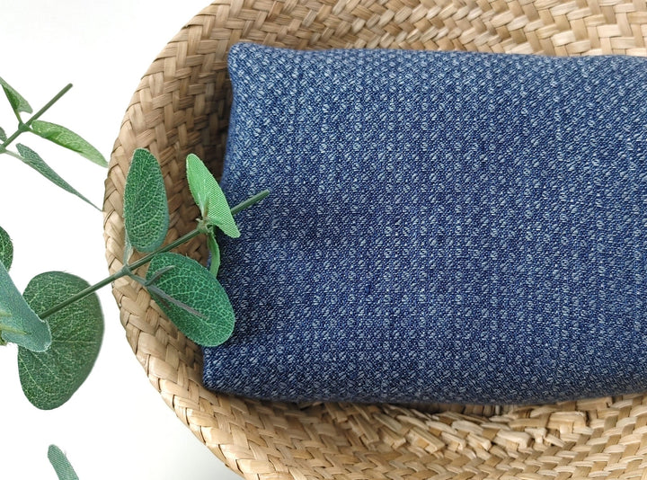 100% Linen Double Face Heavyweight Fabric with Coffee Bean Shape 3996 - The Linen Lab - Navy