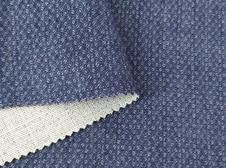 100% Linen Double Face Heavyweight Fabric with Coffee Bean Shape 3996 - The Linen Lab - Navy