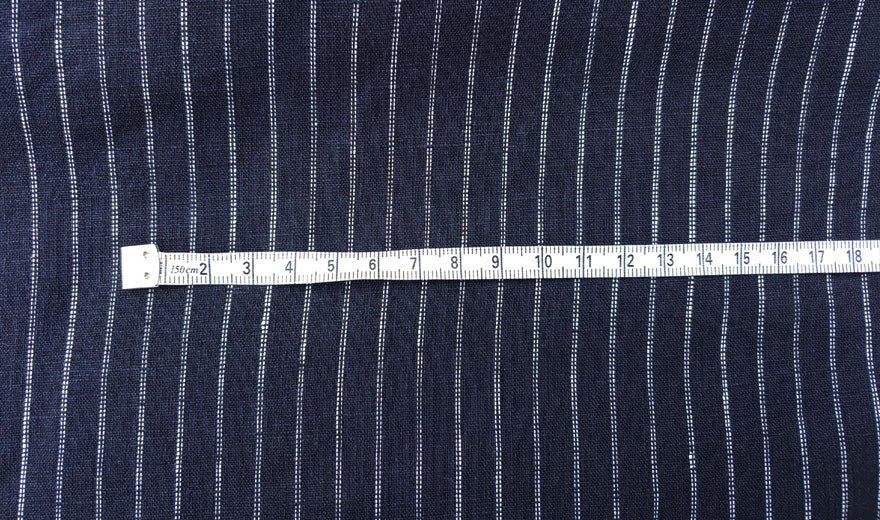 100% Linen Fabric 2-Pin Stripe Light Weight 6253 6254 - The Linen Lab - Navy 6253