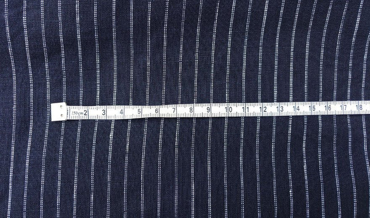 100% Linen Fabric 2-Pin Stripe Light Weight 6253 6254 - The Linen Lab - Navy 6253