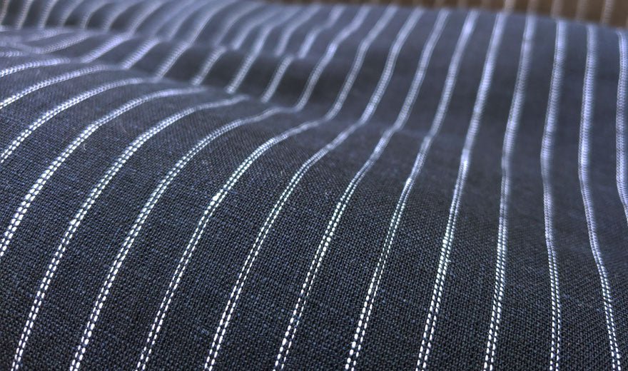 100% Linen Fabric 2-Pin Stripe Light Weight 6253 6254 - The Linen Lab - Navy 6253