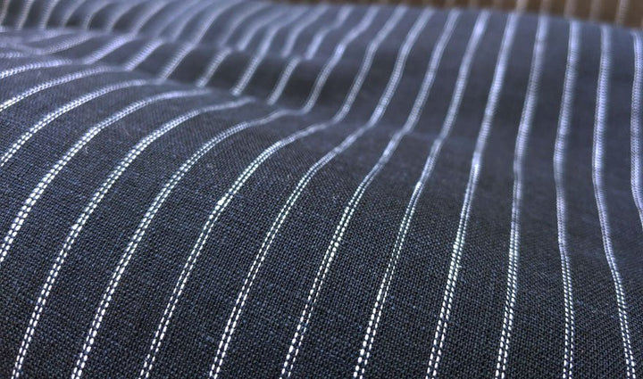 100% Linen Fabric 2-Pin Stripe Light Weight 6253 6254 - The Linen Lab - Navy 6253