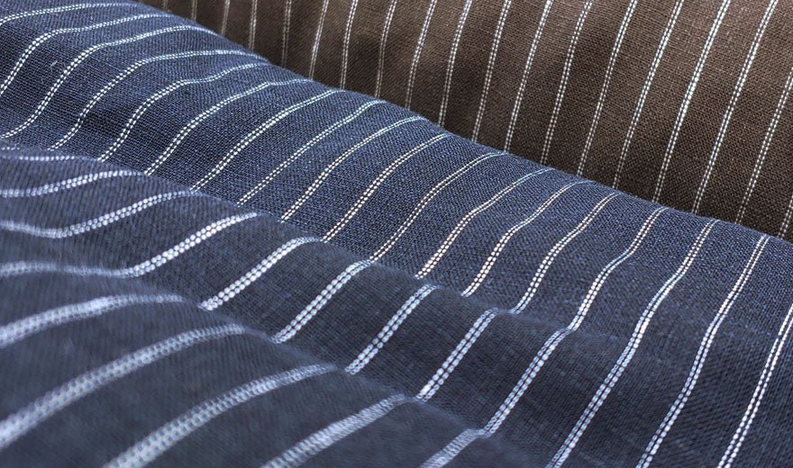 100% Linen Fabric 2-Pin Stripe Light Weight 6253 6254 - The Linen Lab - Navy 6253